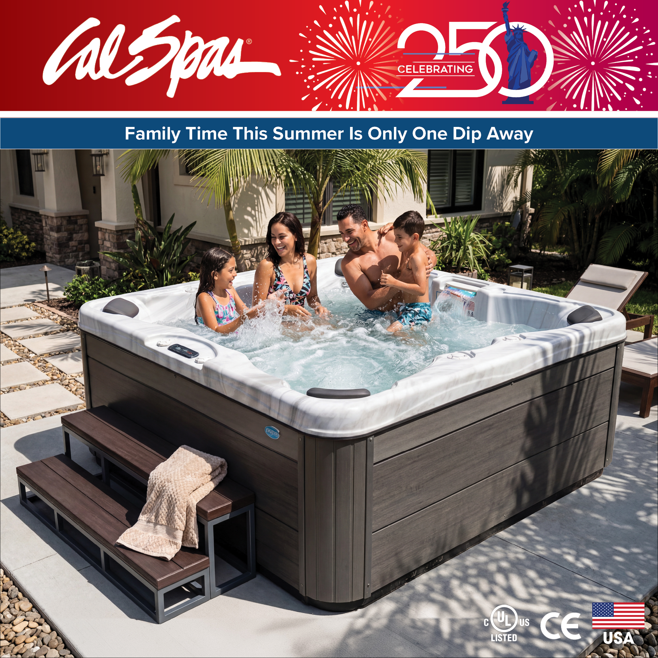 Calspas hot tub being used in a family setting - Wichita